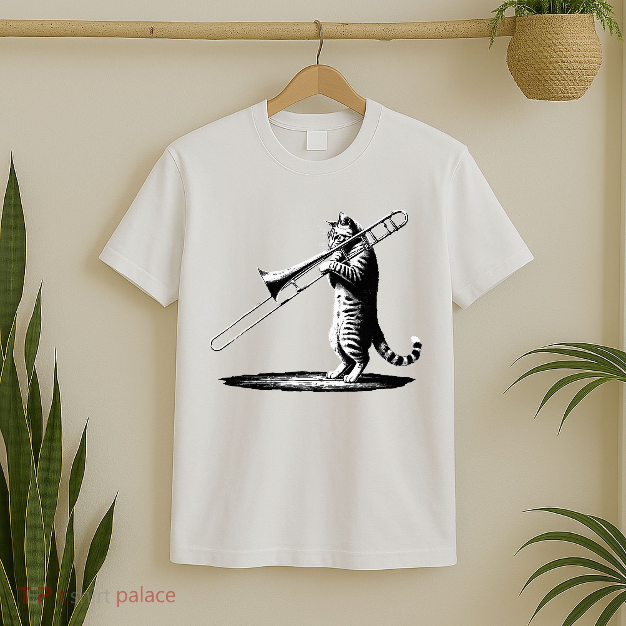 Cat Playing Trombone Player Trombonist Instrument T-Shirt