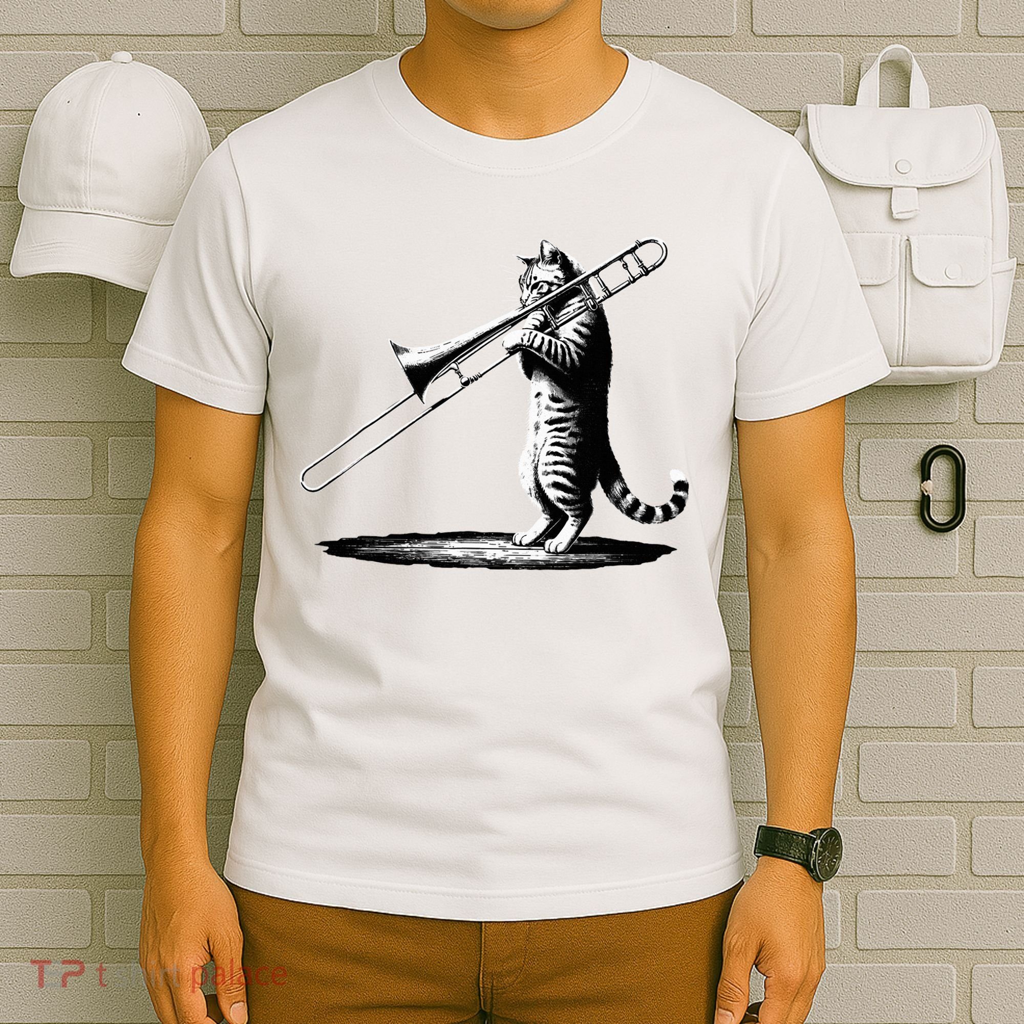 Cat Playing Trombone Player Trombonist Instrument T-Shirt