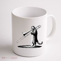 Cat Playing Trombone Player Trombonist Instrument Coffee Mug thumb 1