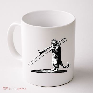 Cat Playing Trombone Player Trombonist Instrument Coffee Mug