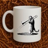 Cat Playing Trombone Player Trombonist Instrument Coffee Mug thumb 2