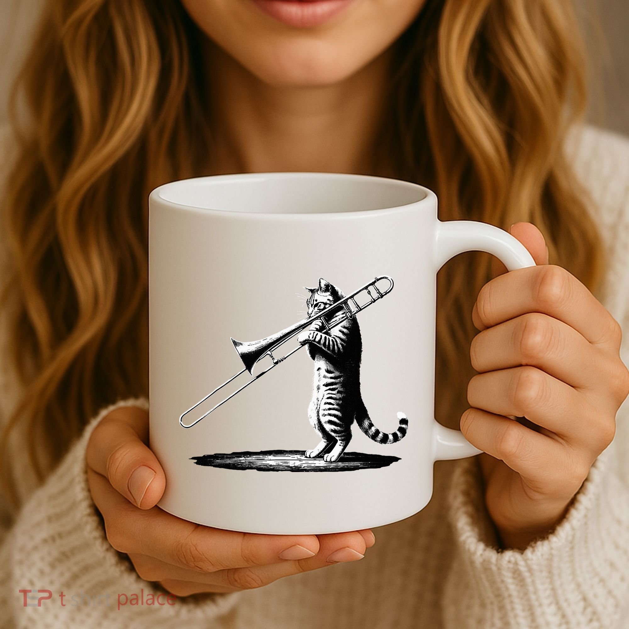 Cat Playing Trombone Player Trombonist Instrument Coffee Mug