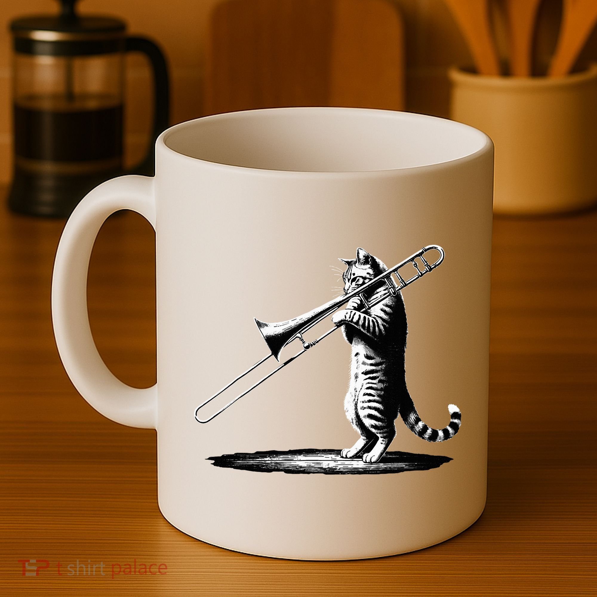 Cat Playing Trombone Player Trombonist Instrument Coffee Mug