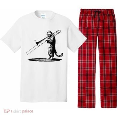 Cat Playing Trombone Player Trombonist Instrument Pajama Set