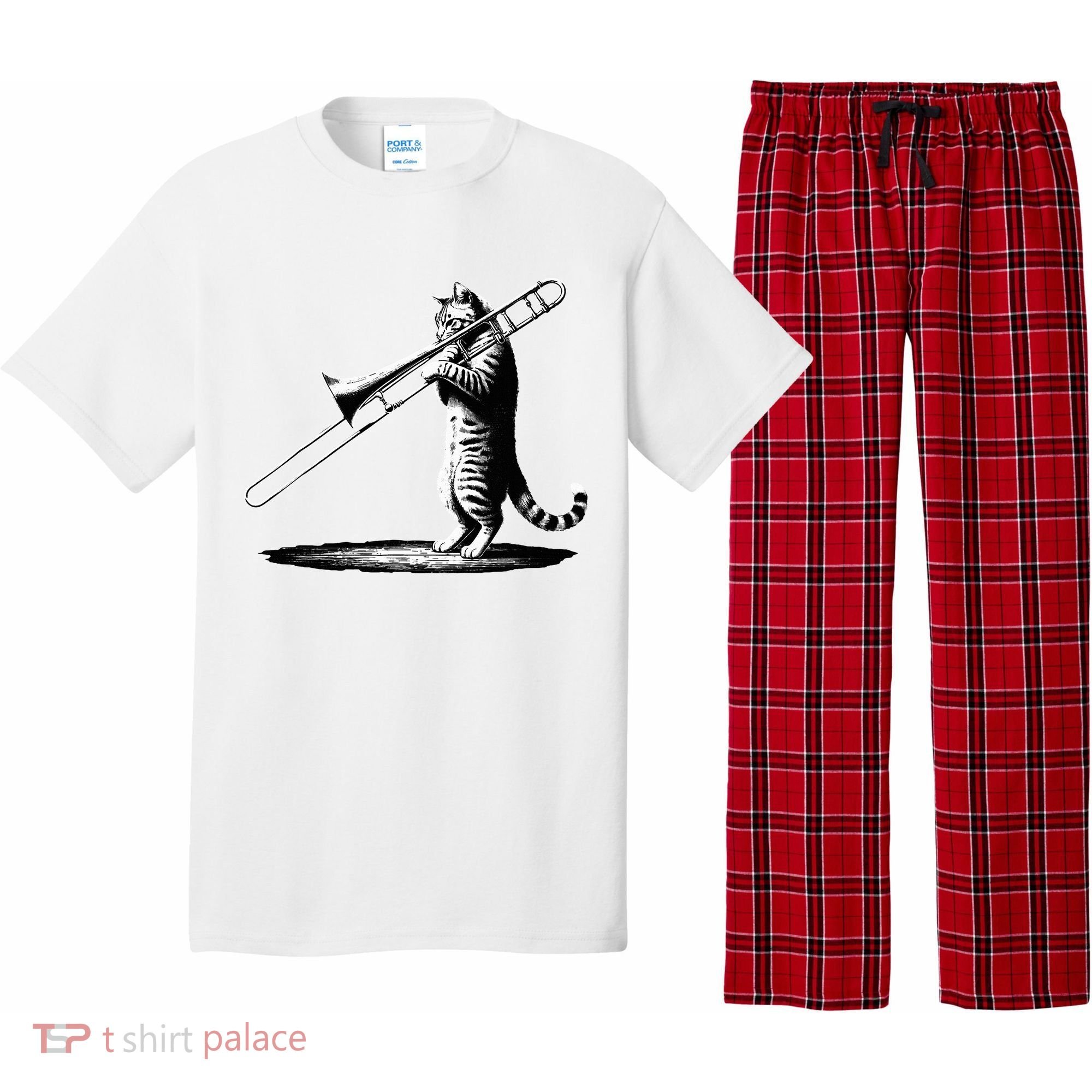 Cat Playing Trombone Player Trombonist Instrument Pajama Set