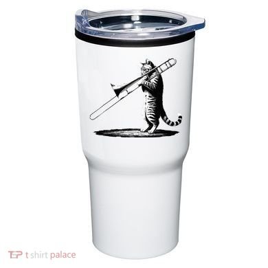 Cat Playing Trombone Player Trombonist Instrument Tumbler