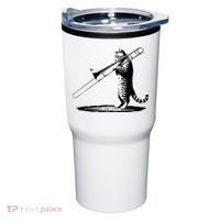 Cat Playing Trombone Player Trombonist Instrument Tumbler thumb 0