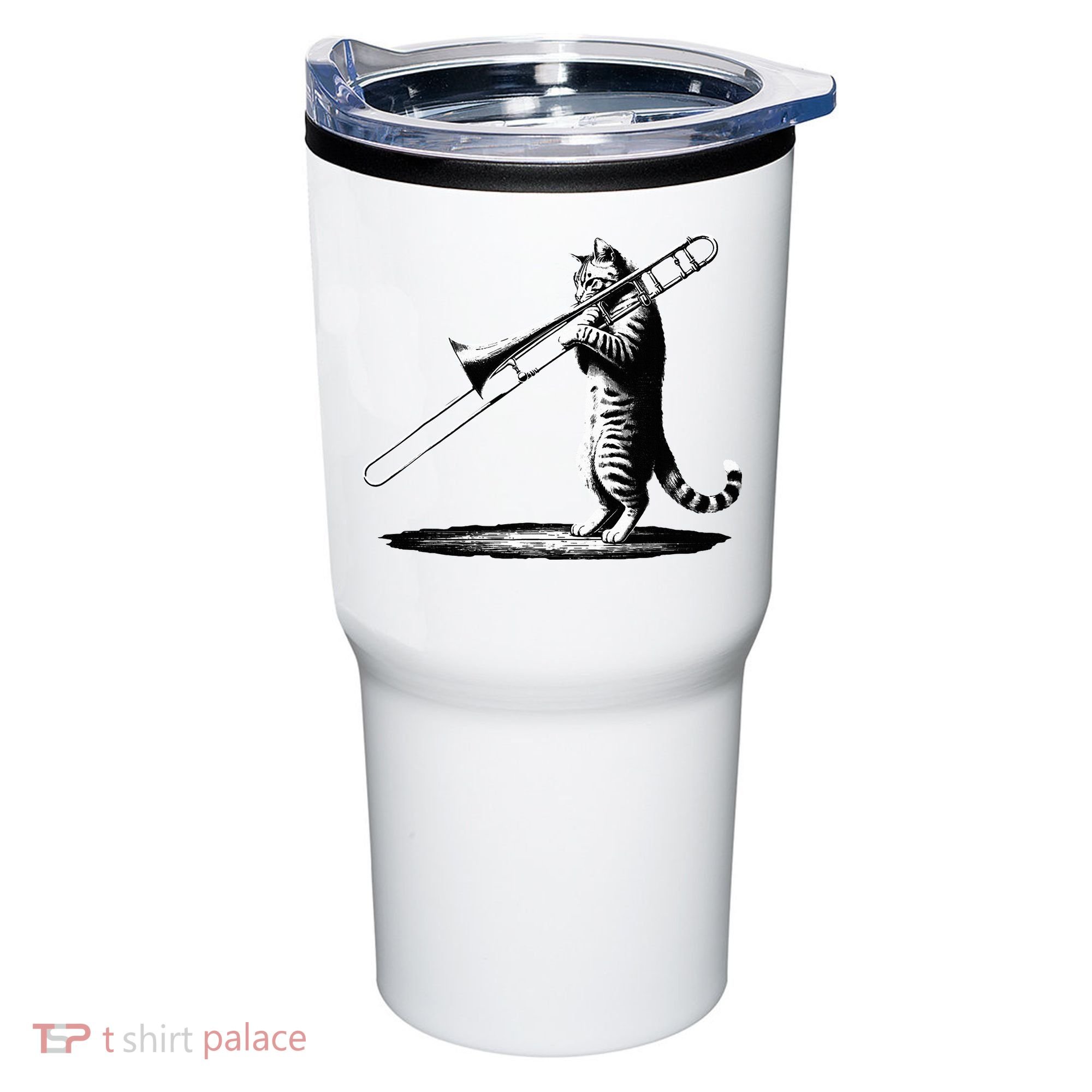 Cat Playing Trombone Player Trombonist Instrument Tumbler