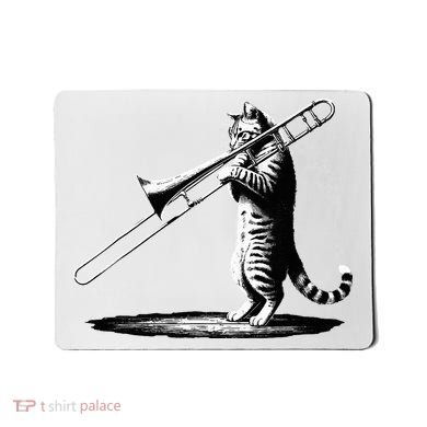 Cat Playing Trombone Player Trombonist Instrument Mousepad