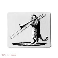 Cat Playing Trombone Player Trombonist Instrument Mousepad thumb 0