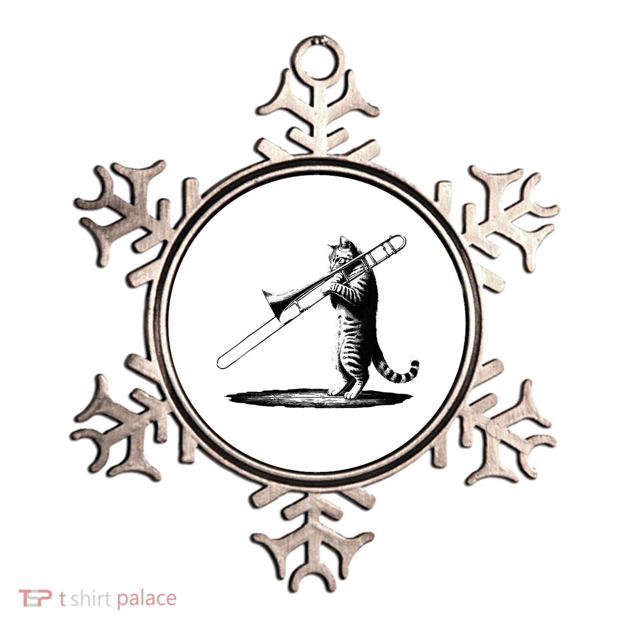 Cat Playing Trombone Player Trombonist Instrument Ornament