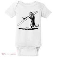 Cat Playing Trombone Player Trombonist Instrument Baby Bodysuit thumb 0