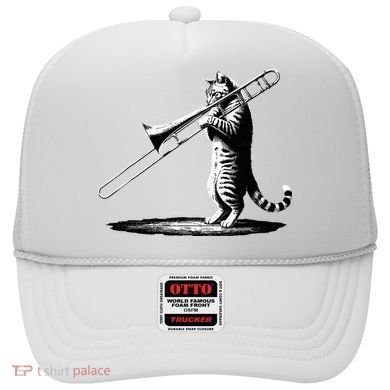 Cat Playing Trombone Player Trombonist Instrument Hat