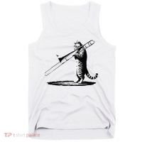 Cat Playing Trombone Player Trombonist Instrument Tank Top thumb 0