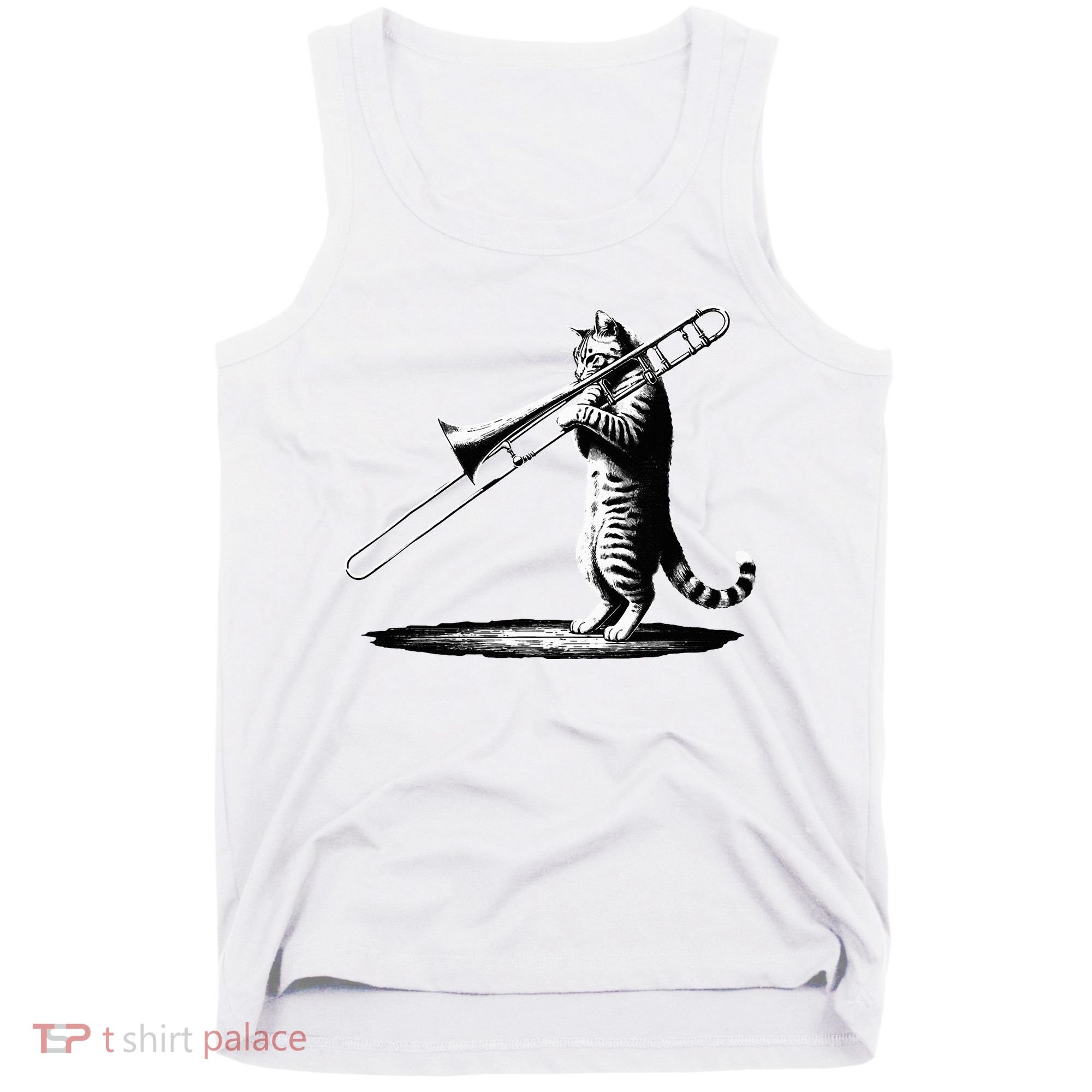 Cat Playing Trombone Player Trombonist Instrument Tank Top