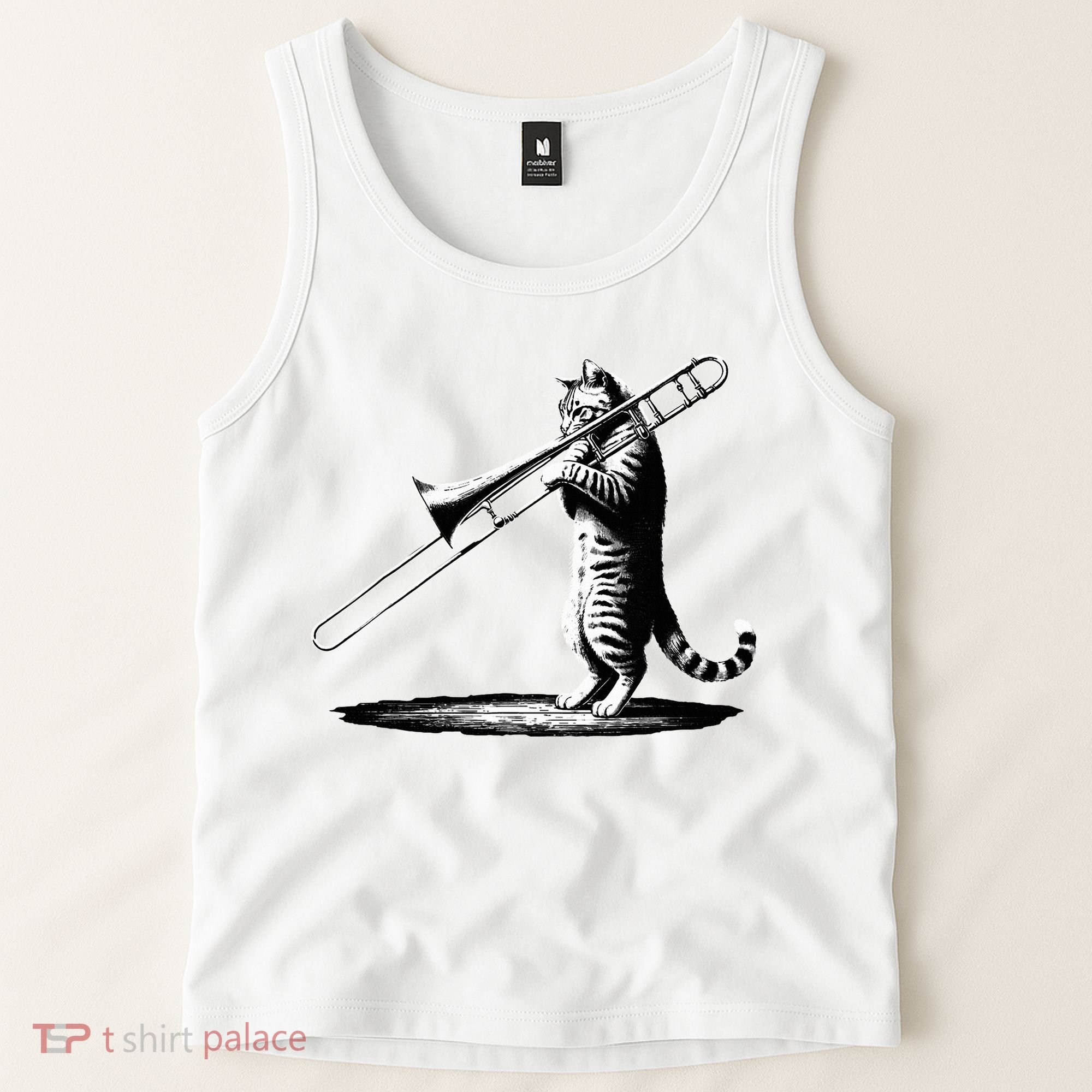Cat Playing Trombone Player Trombonist Instrument Tank Top