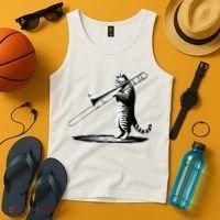 Cat Playing Trombone Player Trombonist Instrument Tank Top thumb 4