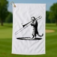 Cat Playing Trombone Player Trombonist Instrument Golf Towel thumb 1