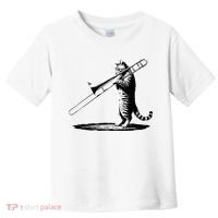 Cat Playing Trombone Player Trombonist Instrument Toddler T-Shirt thumb 0