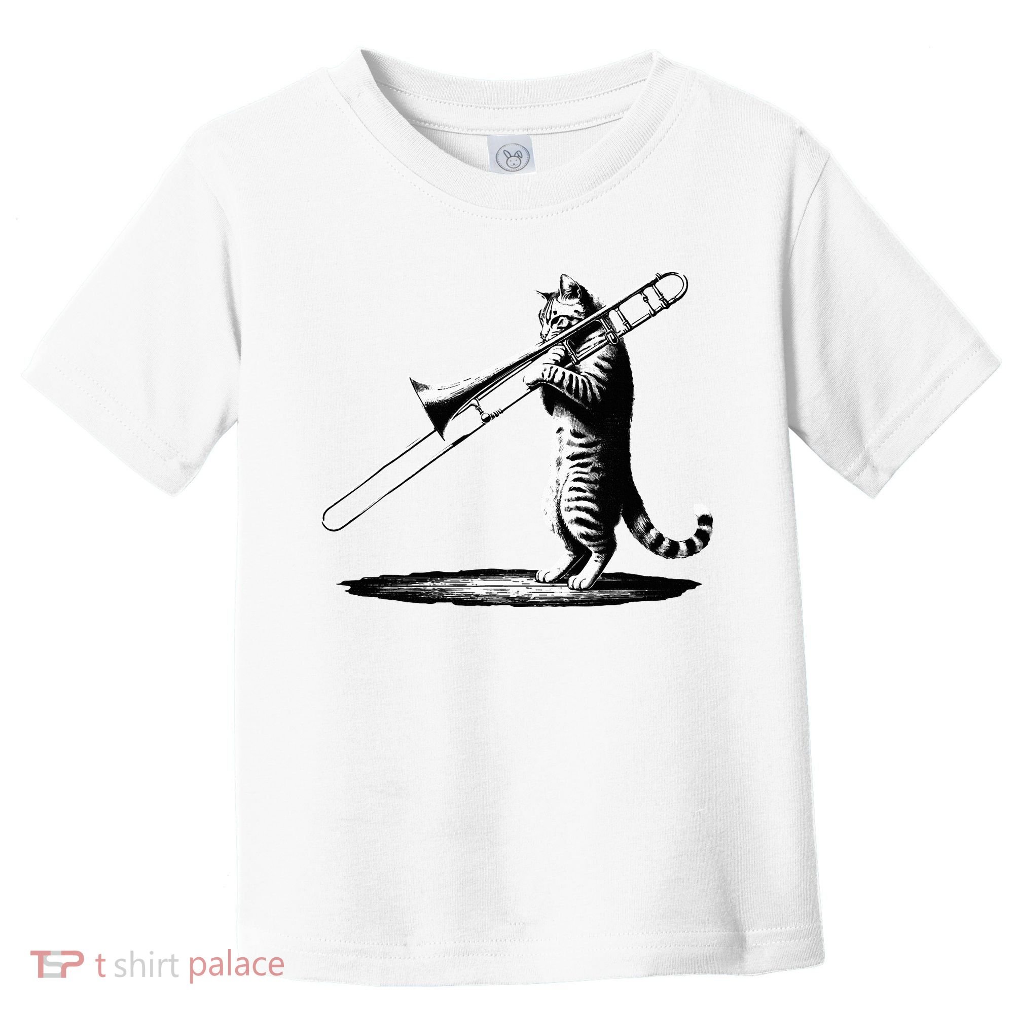 Cat Playing Trombone Player Trombonist Instrument Toddler T-Shirt