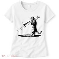 Cat Playing Trombone Player Trombonist Instrument Women's T-Shirt thumb 0