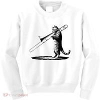 Cat Playing Trombone Player Trombonist Instrument Kids Sweatshirt thumb 0