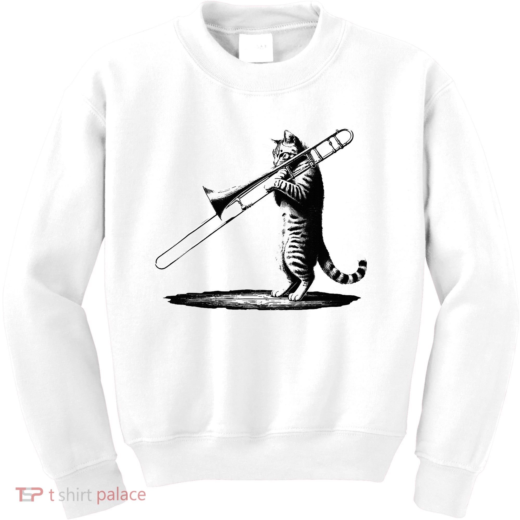 Cat Playing Trombone Player Trombonist Instrument Kids Sweatshirt
