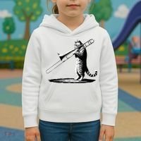Cat Playing Trombone Player Trombonist Instrument Kids Hoodie thumb 3