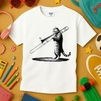 Cat Playing Trombone Player Trombonist Instrument Kids T-Shirt thumb 3