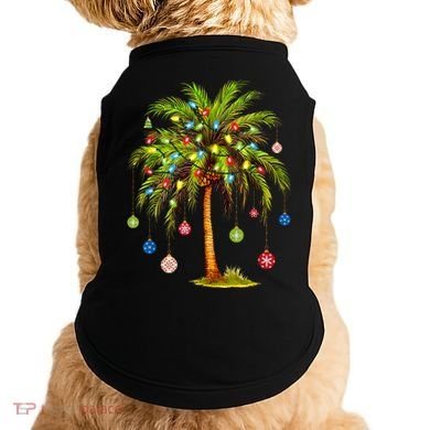 Christmas Palm Tree Light Hawaiian Tropical Xmas Doggie Tank