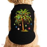 Christmas Palm Tree Light Hawaiian Tropical Xmas Doggie Tank thumb 0