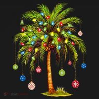 Christmas Palm Tree Light Hawaiian Tropical Xmas USA-Made Doggie Bandana thumb 2