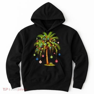 Christmas Palm Tree Light Hawaiian Tropical Xmas Hoodie