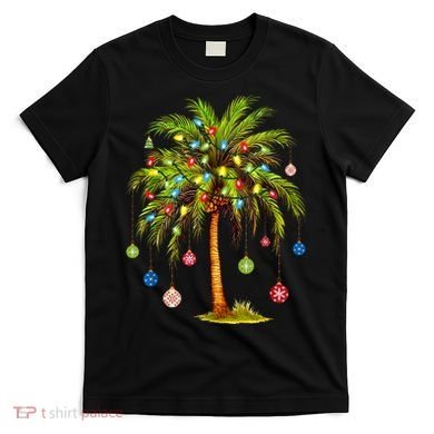 Christmas Palm Tree Light Hawaiian Tropical Xmas T-Shirt