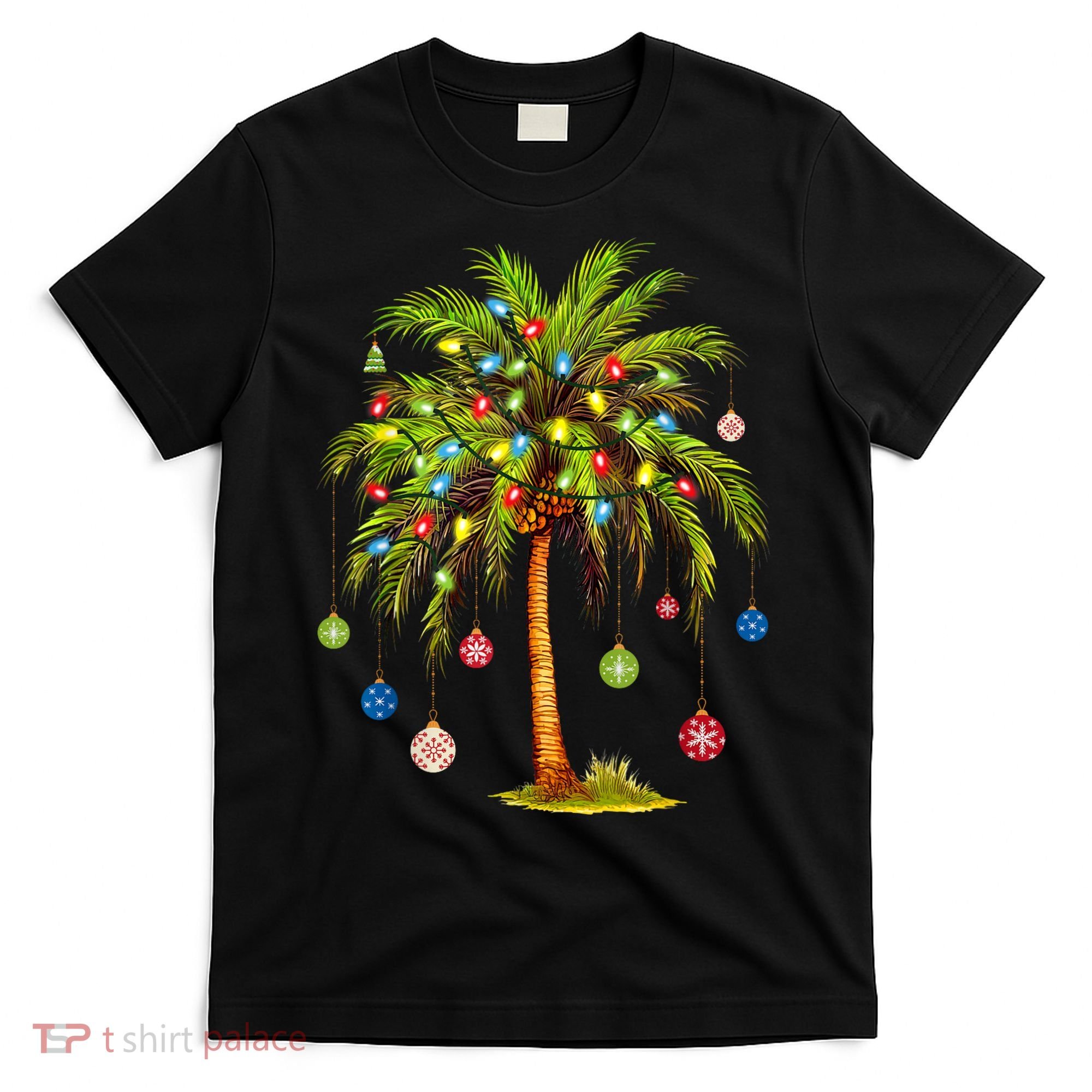 Christmas Palm Tree Light Hawaiian Tropical Xmas T-Shirt