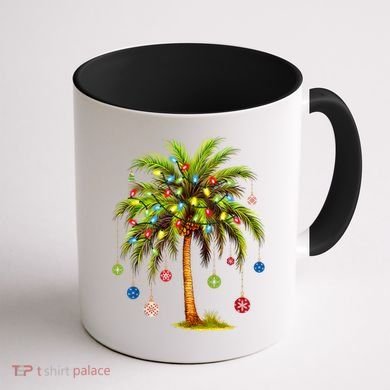 Christmas Palm Tree Light Hawaiian Tropical Xmas Coffee Mug back