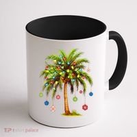 Christmas Palm Tree Light Hawaiian Tropical Xmas Coffee Mug thumb 1