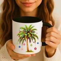 Christmas Palm Tree Light Hawaiian Tropical Xmas Coffee Mug thumb 3
