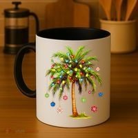 Christmas Palm Tree Light Hawaiian Tropical Xmas Coffee Mug thumb 4