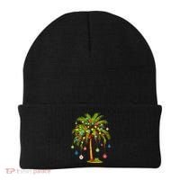 Christmas Palm Tree Light Hawaiian Tropical Xmas Beanie thumb 0
