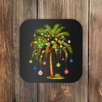 Christmas Palm Tree Light Hawaiian Tropical Xmas Coaster thumb 0