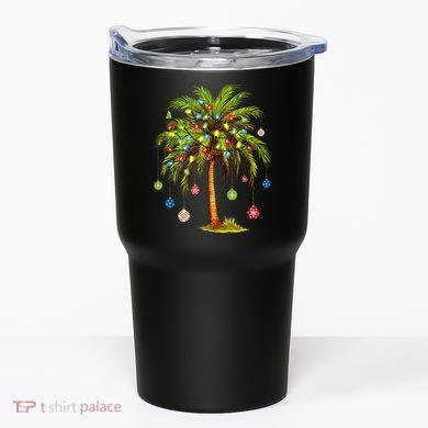 Christmas Palm Tree Light Hawaiian Tropical Xmas Tumbler