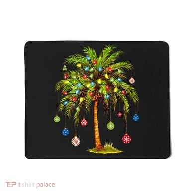 Christmas Palm Tree Light Hawaiian Tropical Xmas Mousepad
