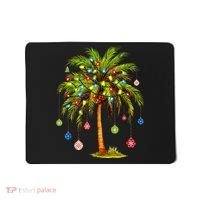 Christmas Palm Tree Light Hawaiian Tropical Xmas Mousepad thumb 0