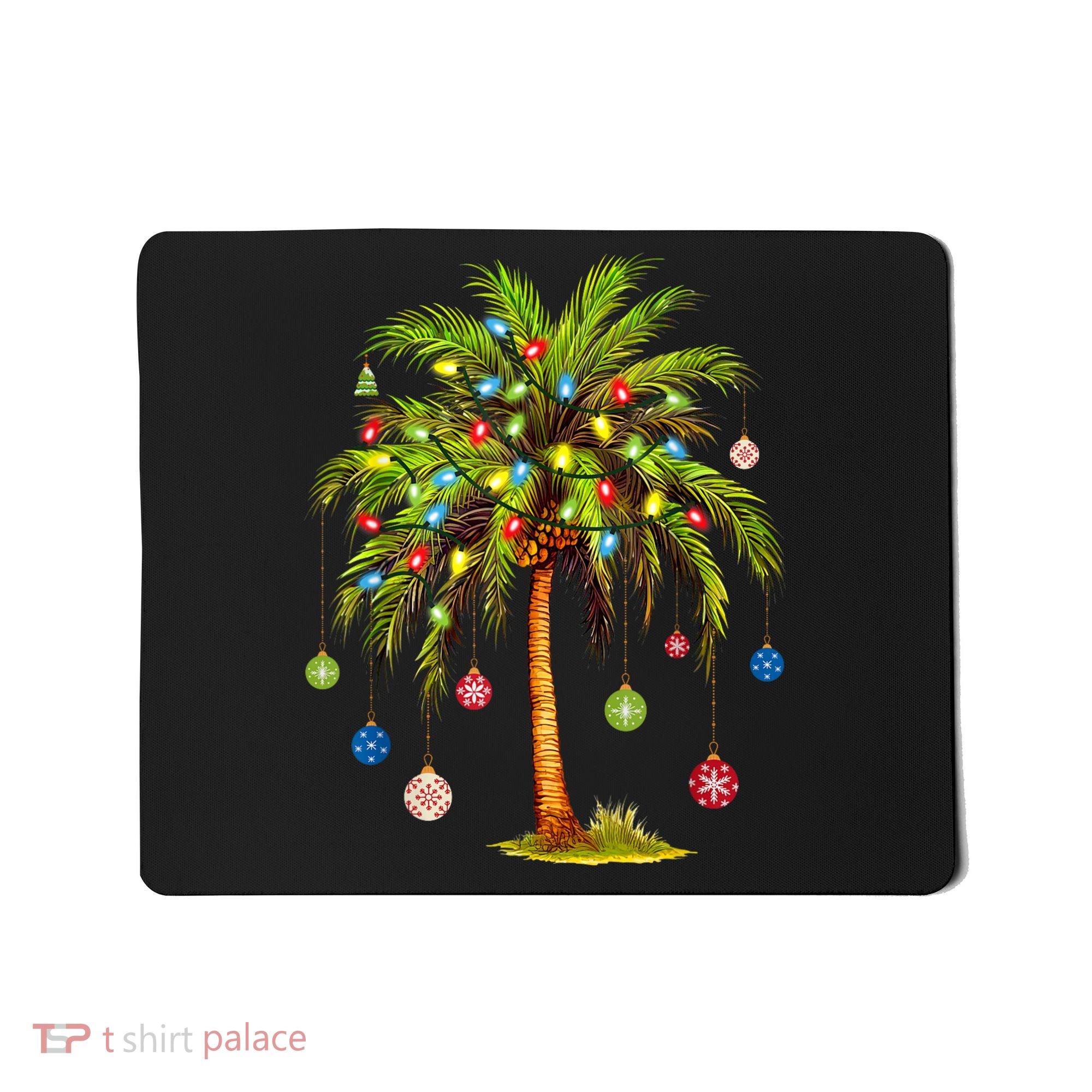 Christmas Palm Tree Light Hawaiian Tropical Xmas Mousepad