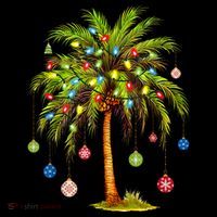 Christmas Palm Tree Light Hawaiian Tropical Xmas Mousepad thumb 1
