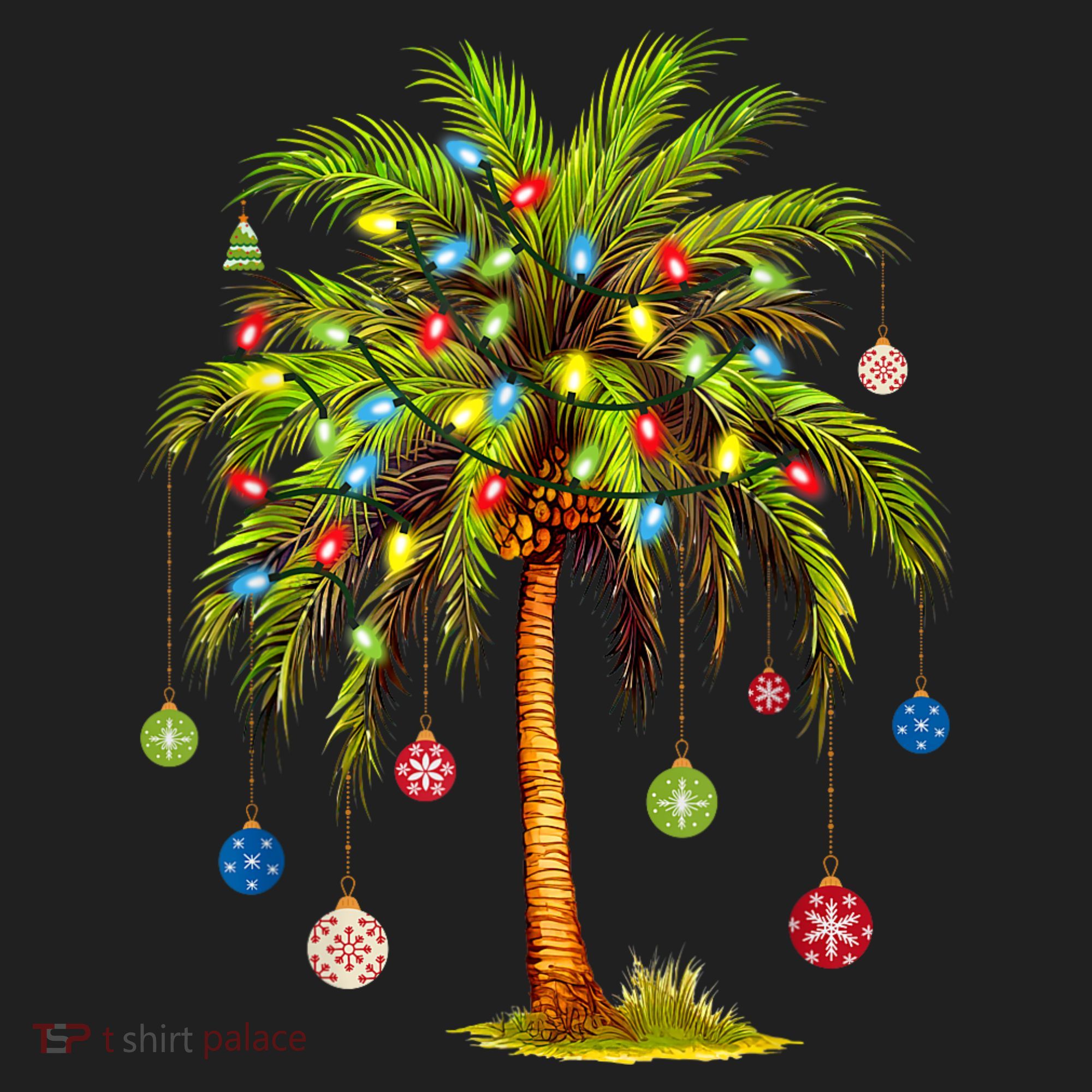 Christmas Palm Tree Light Hawaiian Tropical Xmas Hat
