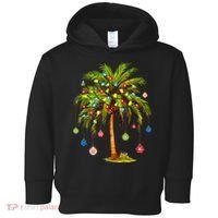 Christmas Palm Tree Light Hawaiian Tropical Xmas Toddler Hoodie thumb 0
