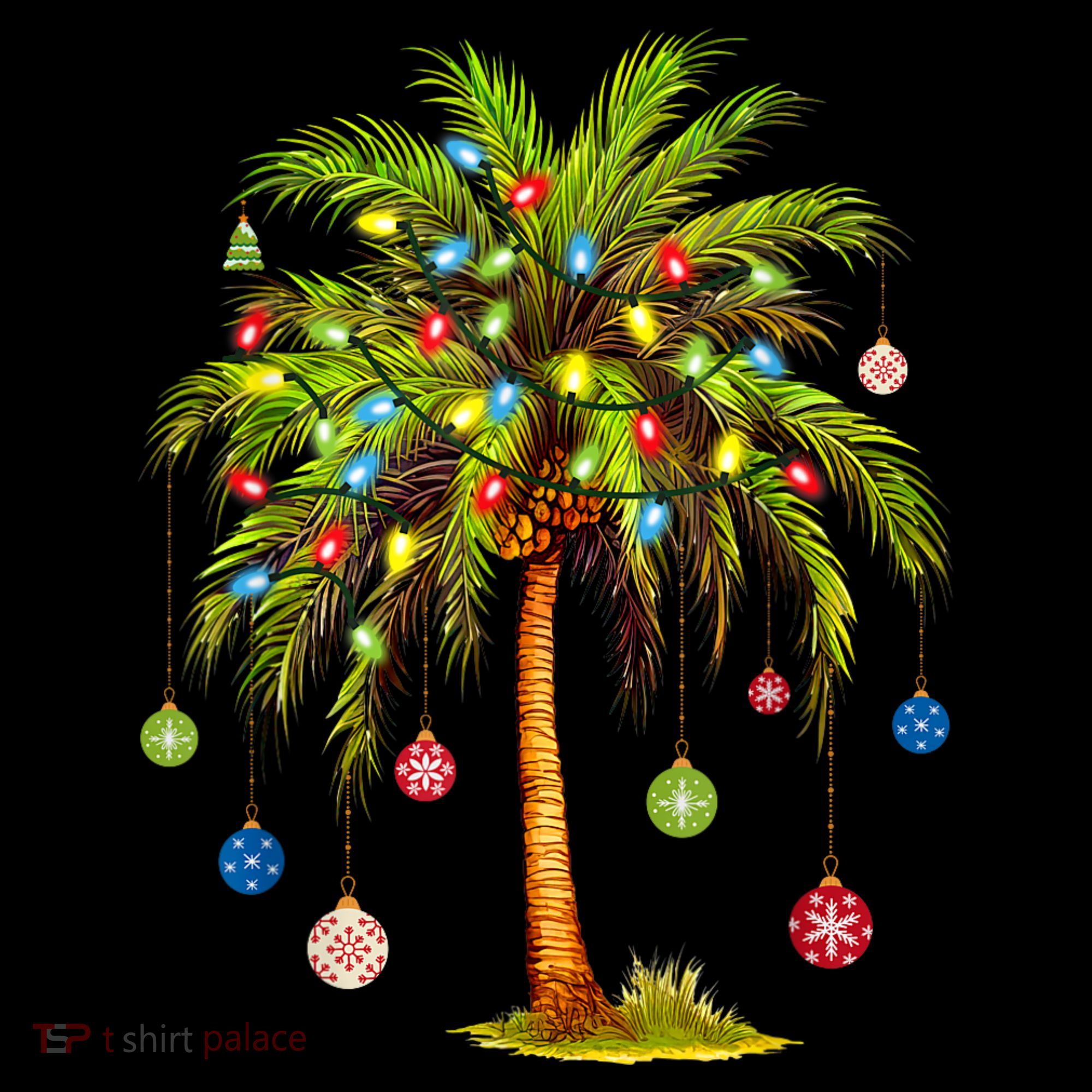 Christmas Palm Tree Light Hawaiian Tropical Xmas Toddler Hoodie