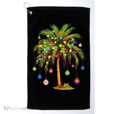 Christmas Palm Tree Light Hawaiian Tropical Xmas Golf Towel
